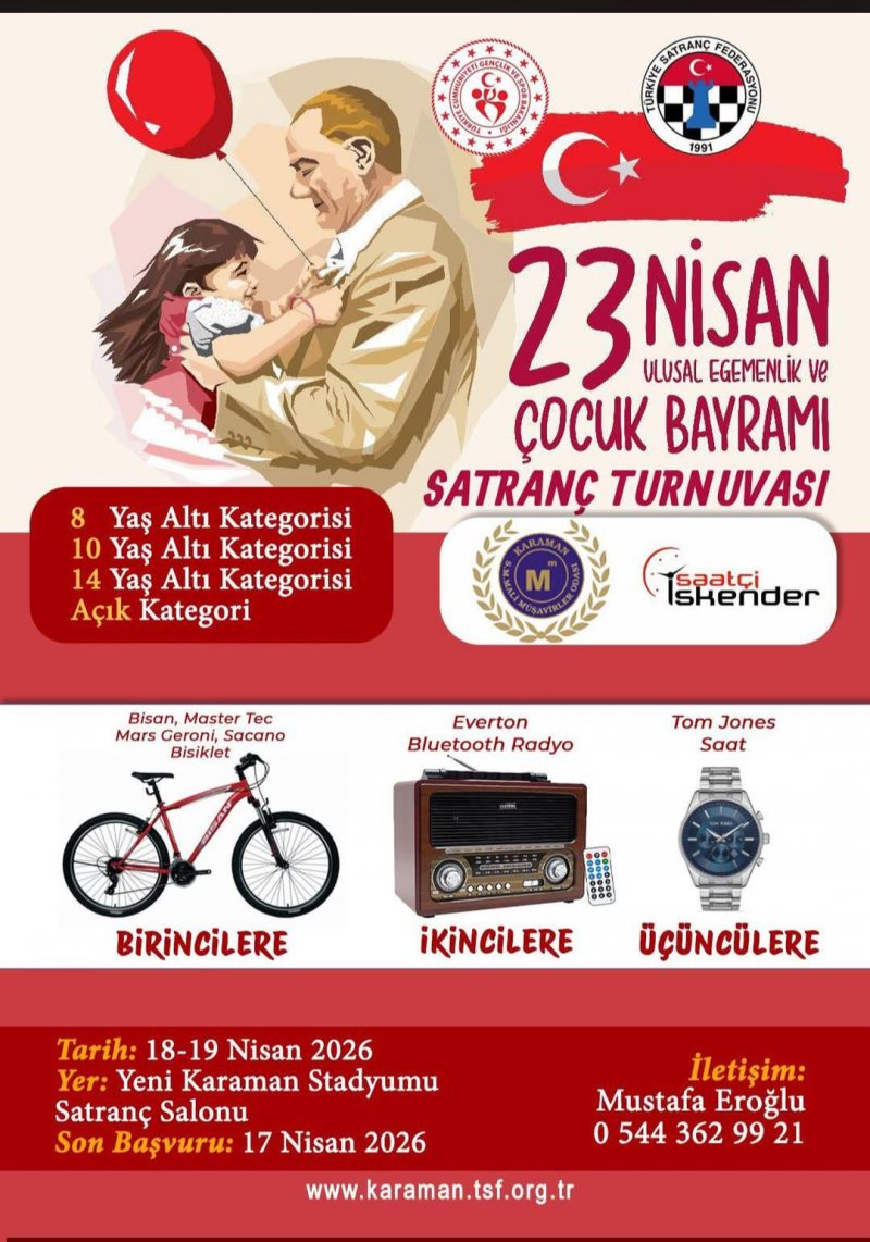 Karaman'da 23 Nisan Coşkusu Satranç Tahtasına Taşınıyor! - Görsel 1