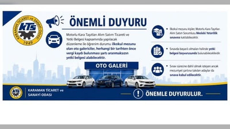 İlkokul Mezunu Oto Galericilere Yetki Belgesi Fırsatı: Yeni Düzenleme Yolda