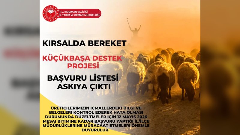 Karaman'da Kırsal Kalkınma Projesi Başvuruları Askıya Çıktı: Üreticilere Önemli Duyuru
