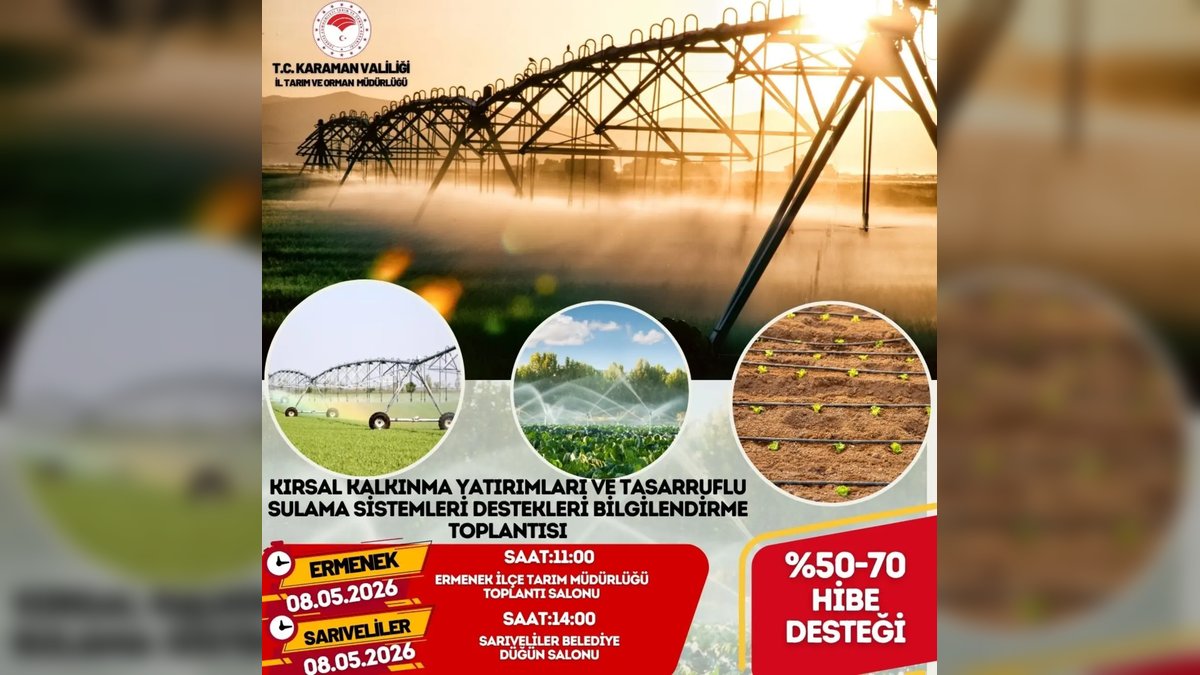 Karaman'da Kırsal Kalkınma ve Sulama Sistemleri Bilgilendirme Toplantıları Düzenleniyor