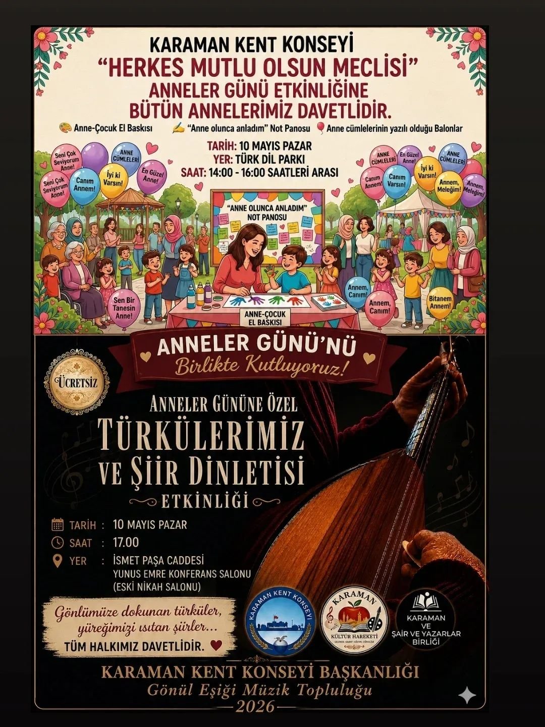Karaman Kent Konseyinden Anneler Günü'ne Özel Etkinlikler