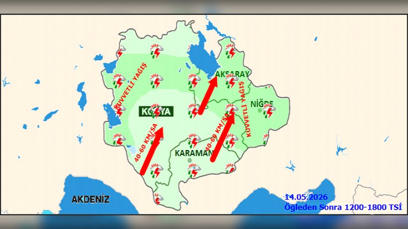 Karaman'da Gök Gürültülü Sağanak Yağış Bekleniyor: Sıcaklıklar Mevsim Normallerinin Üzerinde