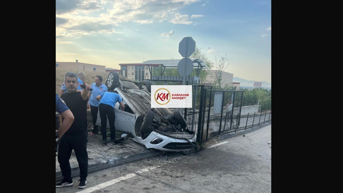Karaman'da Takla Atan Otomobilden 4 Yaralı Çıkarıldı