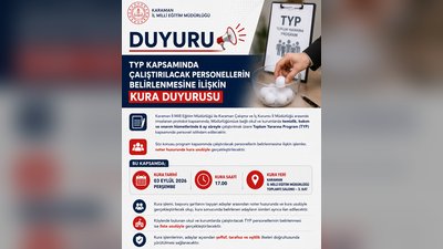 Karaman MEB'den TYP Kura Duyurusu: Personel Alımı Tarihi Belli Oldu