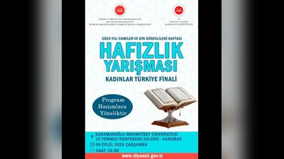 2026 Yılı Hafızlık Yarışması Kadınlar Türkiye Finali Karaman'da Düzenlenecek