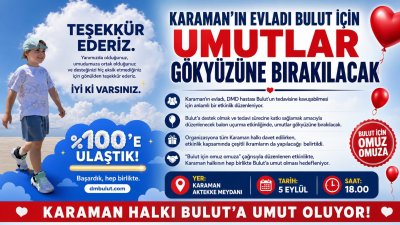 DMD Hastası Bulut İçin Karaman'da Umut Balonları Gökyüzüne Bırakılacak