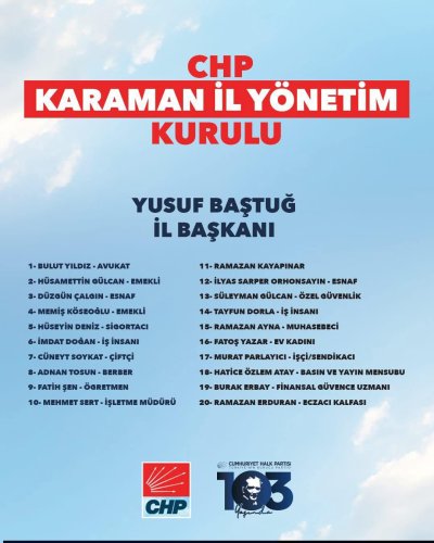 CHP Karaman İl Yönetimi Göreve Başladı: Baştuğ'dan Birlik ve Mücadele Vurgusu