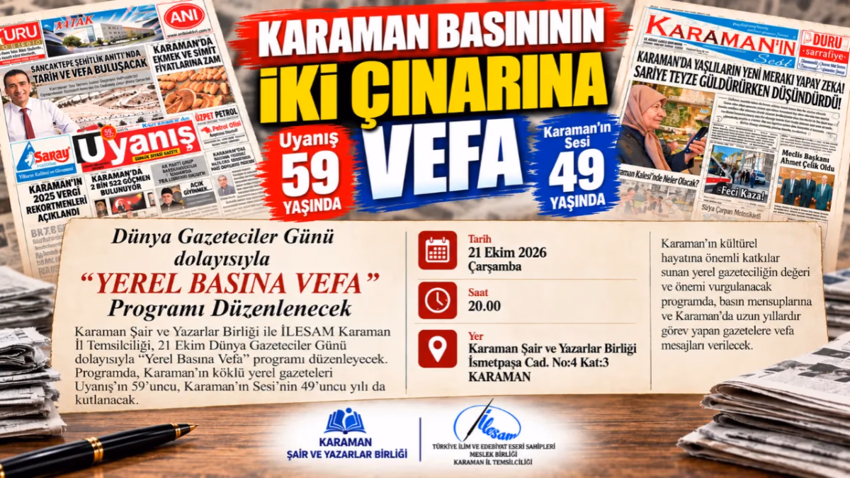 Karaman'da Yerel Basına Vefa Buluşması Düzenleniyor