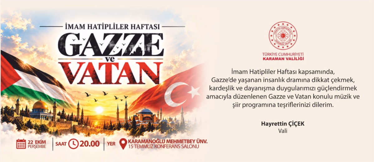 Karaman'da Gazze ve Vatan Programı Düzenlenecek