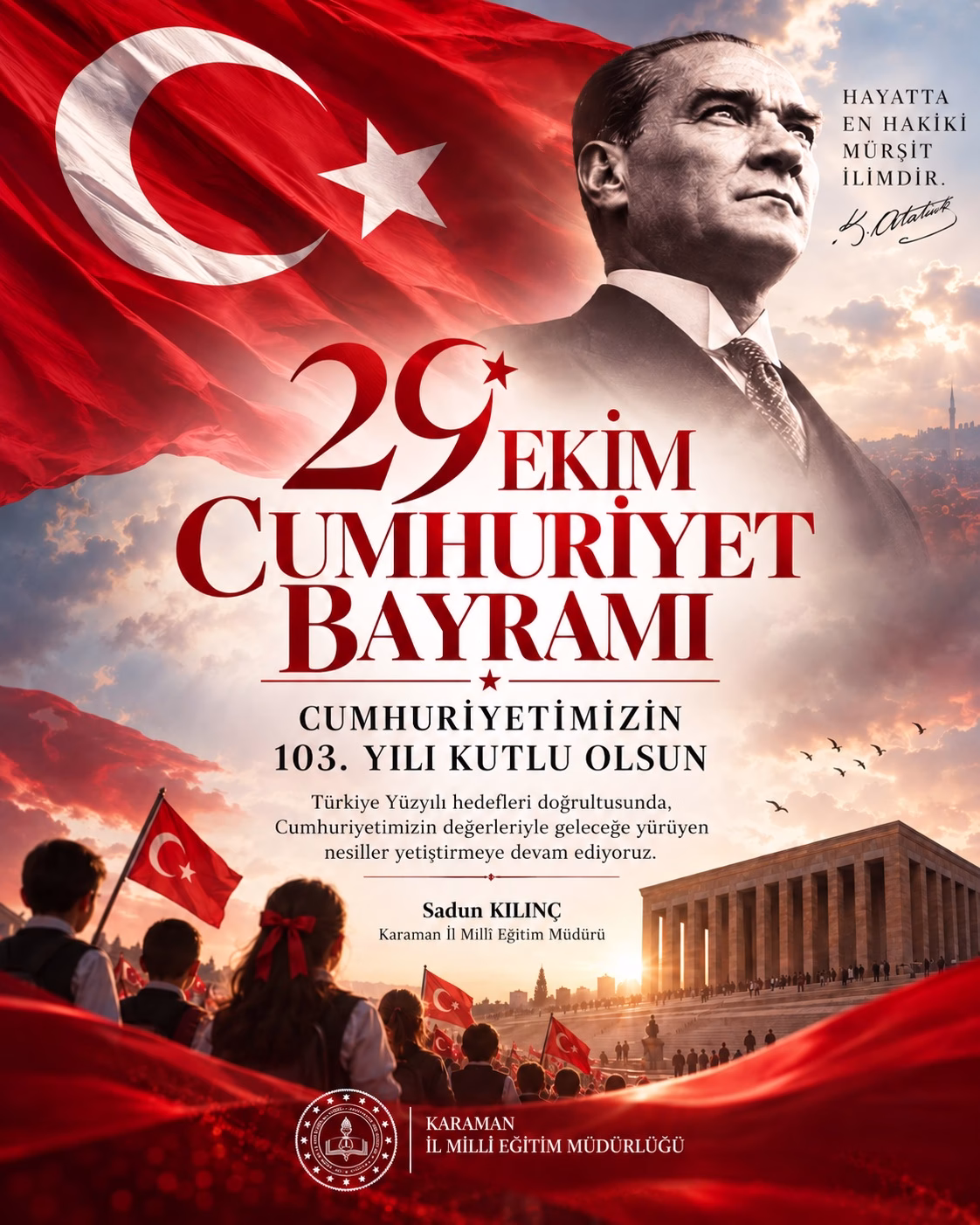 İl Müdürü Kılınç'tan Cumhuriyet Bayramı Mesajı