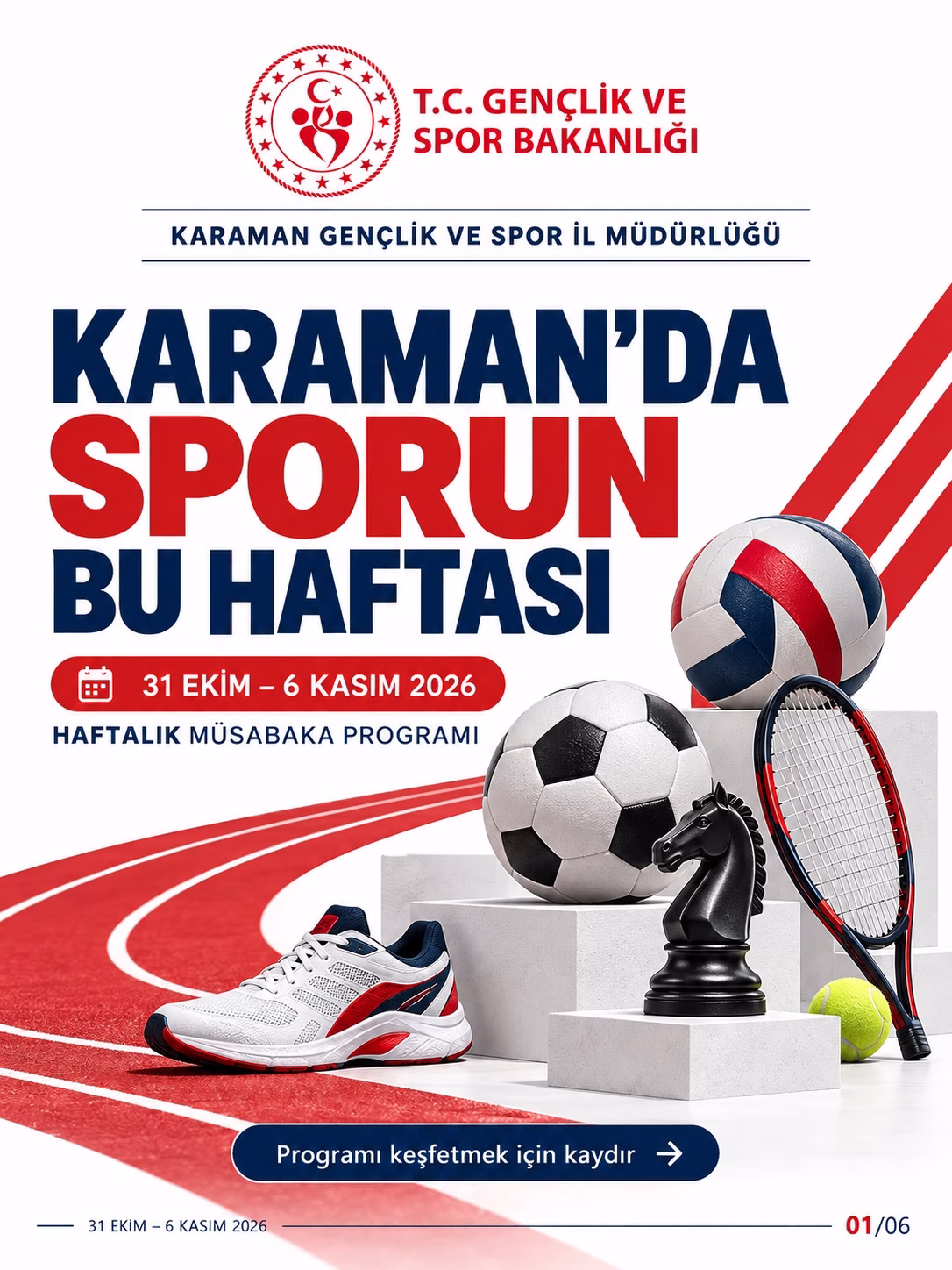 Karaman'da hafta boyunca 8 branşta heyecan